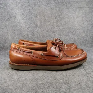 Rockport Boat Shoes Mens 13 Casual Leather Moc Lace Up Brown Classic Lifestyle