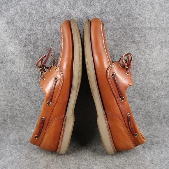 Rockport Boat Shoes Mens 13 Casual Leather Moc Lace Up Brown Classic Lifestyle