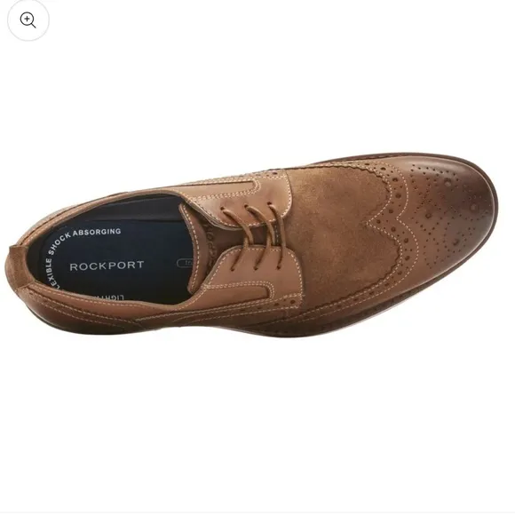 ROCKPORT CG7317 Men’s Wynstin Tan Wingtip Shoes Size 9.5 EUC