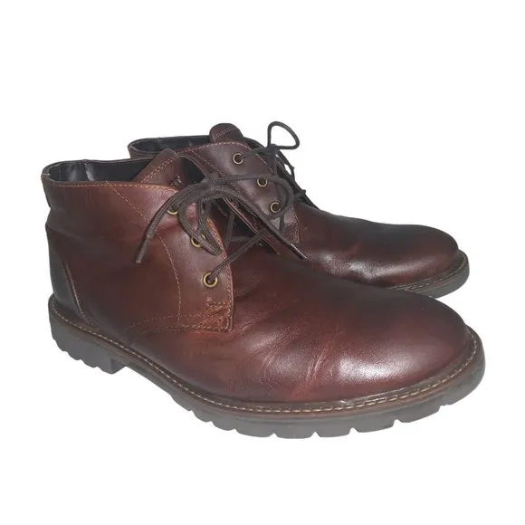 Rockport Men's Soft Leather Chukka Boots Saddle Brown Size 10 CH2749 Lace Up