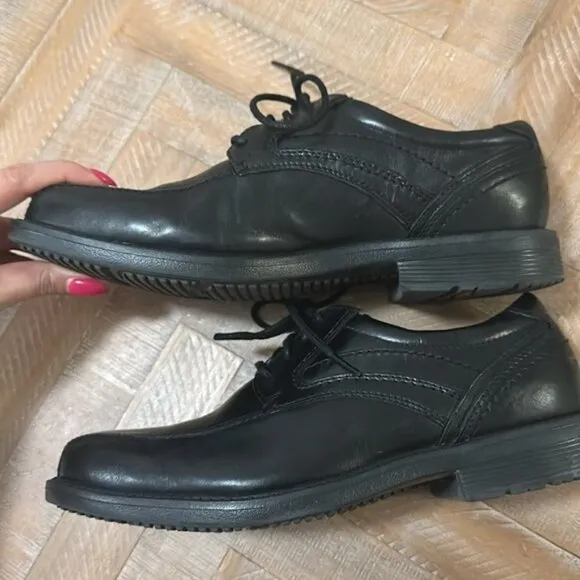 Rockport Style Leader2 Bike Toe Black Leather Lace-Up Oxford Dress Shoes