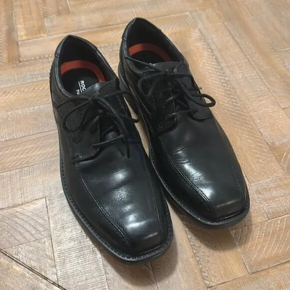 Rockport Style Leader2 Bike Toe Black Leather Lace-Up Oxford Dress Shoes