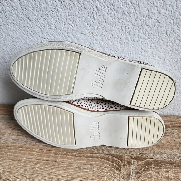ROLLIE Lightweight Derby Lace Up Flat Oxfords in Snow Leopard Calf Hair 38