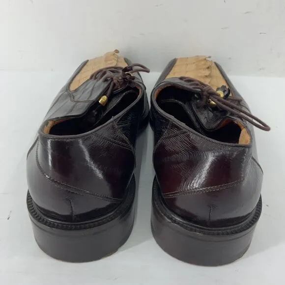 Romana Mens Oxford Exotic Crocodile Leather Dress Shoes Black/Cream 9.5 Preowned