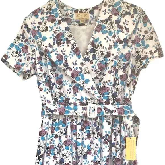 Romantic Floral Swing Tea Dress Lindy Bop Elenora RARE Vintage Retro 50’s Pin Up
