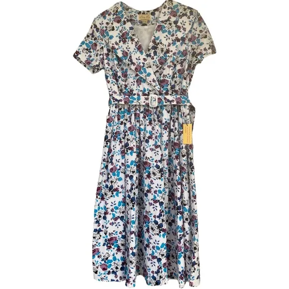 Romantic Floral Swing Tea Dress Lindy Bop Elenora RARE Vintage Retro 50’s Pin Up