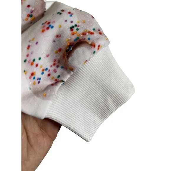 Romey Loves Lulu Sweatshirt Kid 10Y White Crew Pullover Donut Sprinkles Preppy