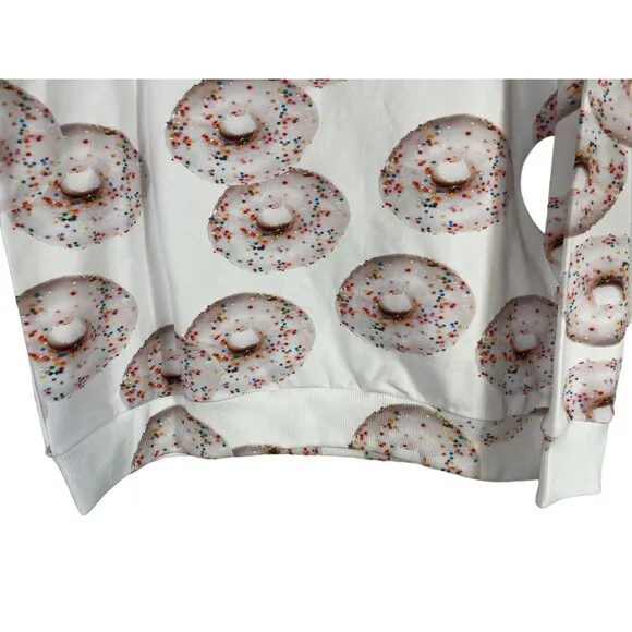 Romey Loves Lulu Sweatshirt Kid 10Y White Crew Pullover Donut Sprinkles Preppy