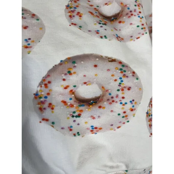 Romey Loves Lulu Sweatshirt Kid 10Y White Crew Pullover Donut Sprinkles Preppy