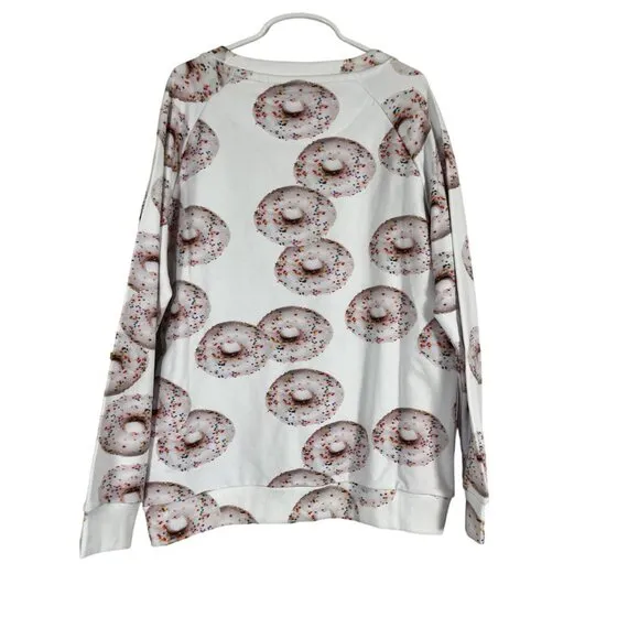 Romey Loves Lulu Sweatshirt Kid 10Y White Crew Pullover Donut Sprinkles Preppy