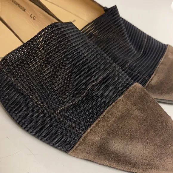 Ron White Slip On Shoes Suede Mesh Toe Italy Sz 40