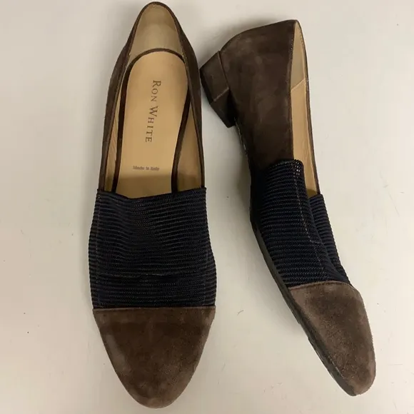 Ron White Slip On Shoes Suede Mesh Toe Italy Sz 40