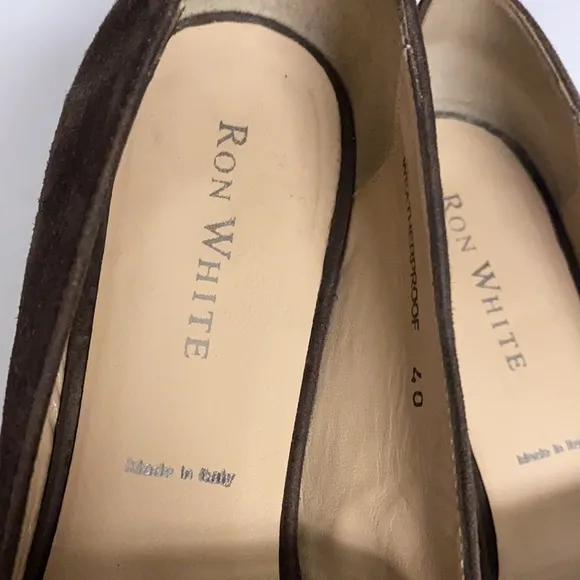 Ron White Slip On Shoes Suede Mesh Toe Italy Sz 40