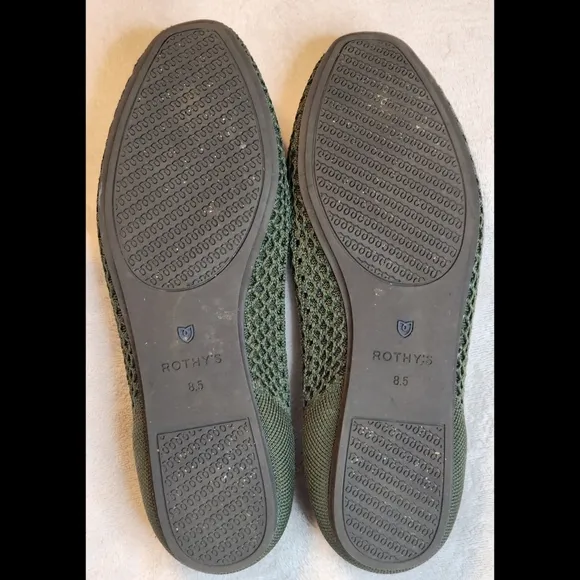 Rothy's Ballet Flats In Olive Green Size W8.5 Mesh-Style Uppers