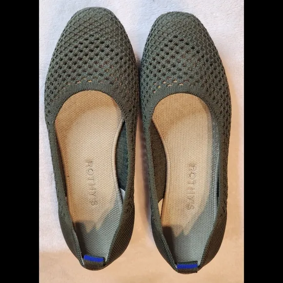 Rothy's Ballet Flats In Olive Green Size W8.5 Mesh-Style Uppers