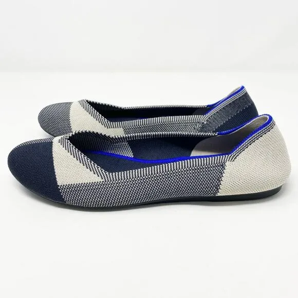 Rothy’s Black and Gray Plaid The Flat Round Toe Ballet Flats Women's Size 9 EUC