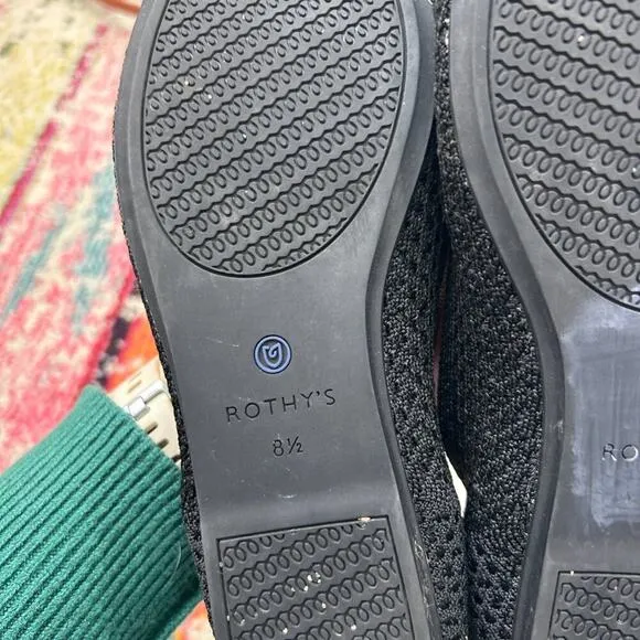 Rothy's Black Lightweight Knit Slip On Honeycomb Round Toe Flats 8.5
