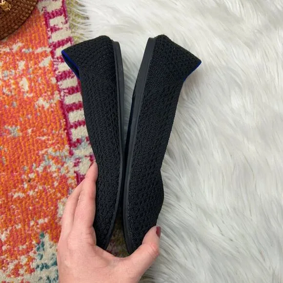 Rothy's Black Lightweight Knit Slip On Honeycomb Round Toe Flats 8.5