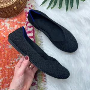 Rothy's Black Lightweight Knit Slip On Honeycomb Round Toe Flats 8.5