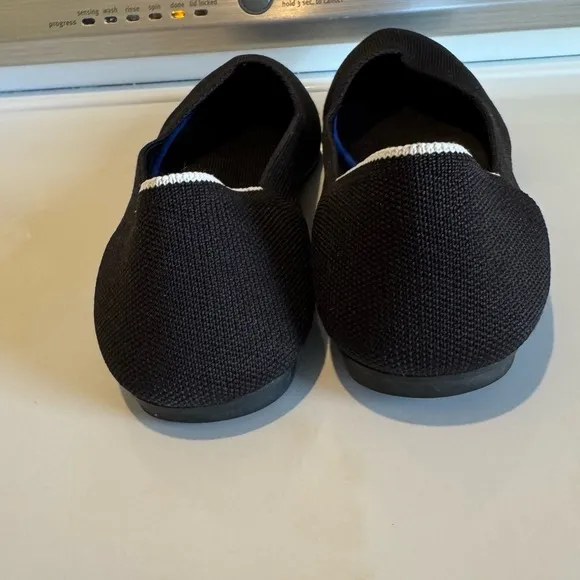 Rothy's Black Round Toe White Halo Ballet Flats Retired