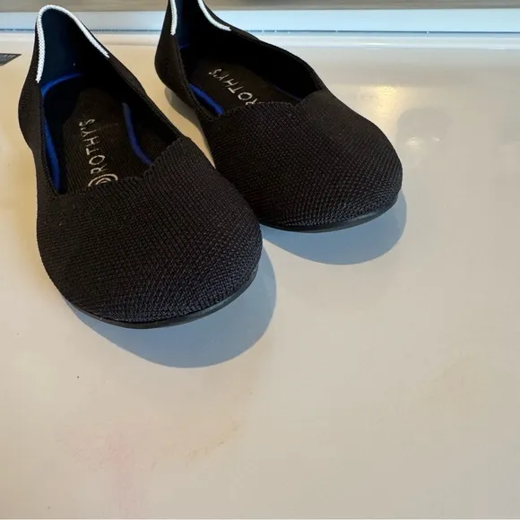 Rothy's Black Round Toe White Halo Ballet Flats Retired
