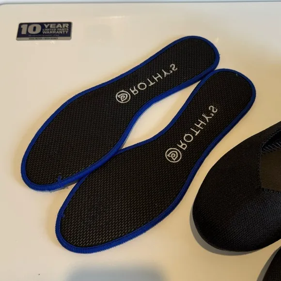 Rothy's Black Round Toe White Halo Ballet Flats Retired