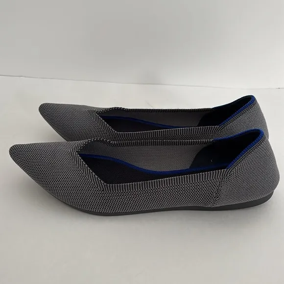 Rothy’s Black White Point Toe‎ Halo Ballet Flats Comfort Women’s Size 10