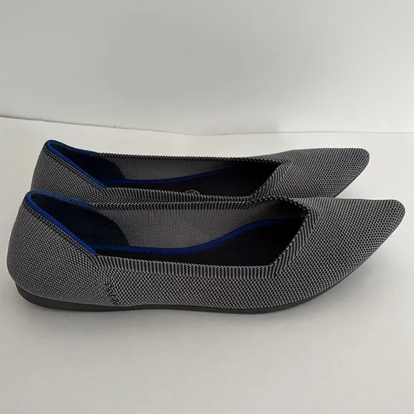 Rothy’s Black White Point Toe‎ Halo Ballet Flats Comfort Women’s Size 10