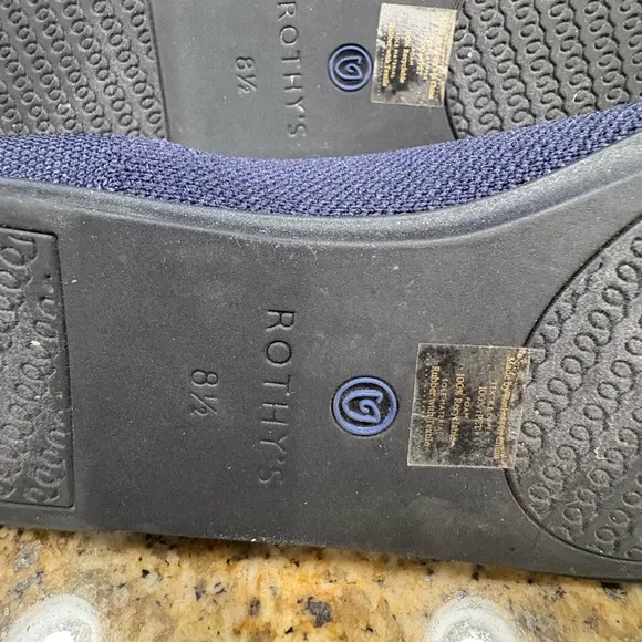 Rothy's Blue Navy The Flat Round Knit Washable Flats Ballet Size 8.5 EUC