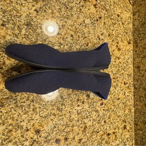 Rothy's Blue Navy The Flat Round Knit Washable Flats Ballet Size 8.5 EUC