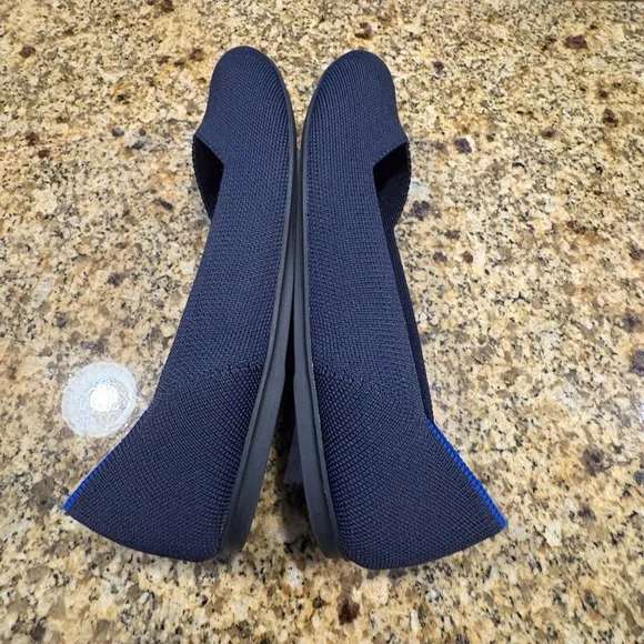 Rothy's Blue Navy The Flat Round Knit Washable Flats Ballet Size 8.5 EUC