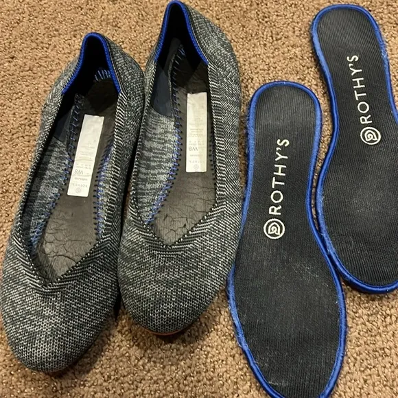 Rothy’s Grey round toe slip on ballet flats size 8