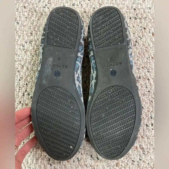 Rothys Grey Spot Flats size 8