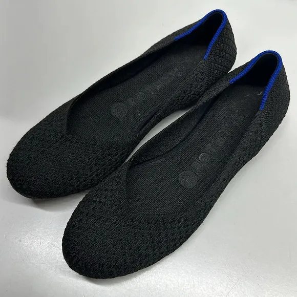 Rothys Honeycomb Slip On Washable Ballet Flats Round Toe Shoe Solid Black Size 7