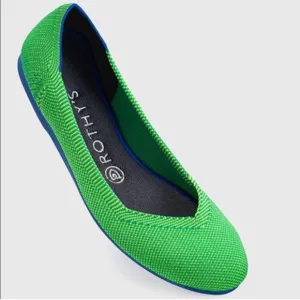 Rothy's Jellybean Green Round Toe Flats Size 6.5