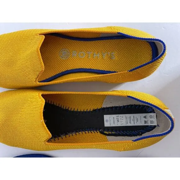 Rothys Lemondrop Loafers 7.5 Yellow Round Toe Rare Ballet Flats Shoes Retired