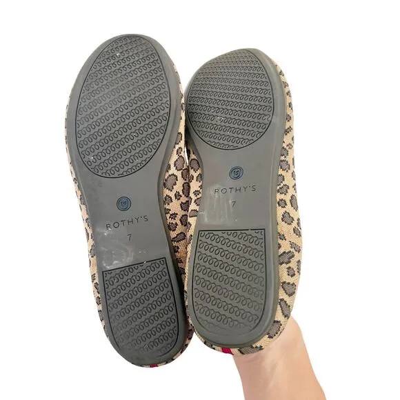Rothys Leopard Print Round Toe Flats Sz 7