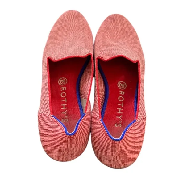 Rothy's Lollipop Loafers RARE Red White Size 9.5 Shoes Flats Round Toe Retired