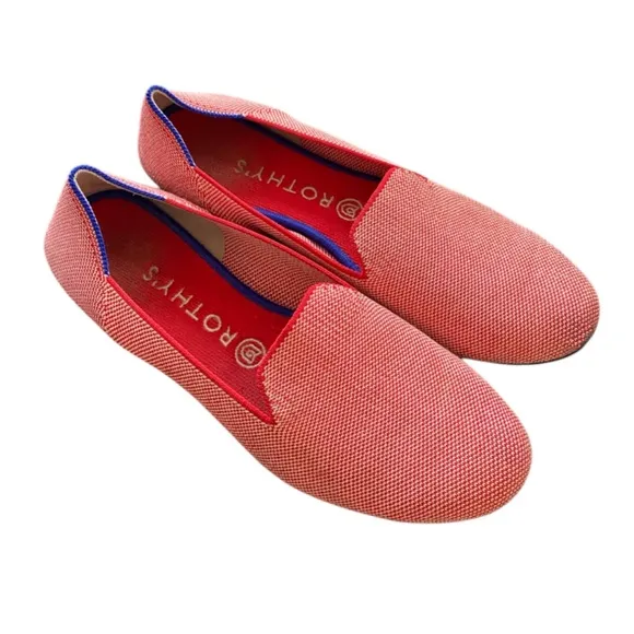 Rothy's Lollipop Loafers RARE Red White Size 9.5 Shoes Flats Round Toe Retired