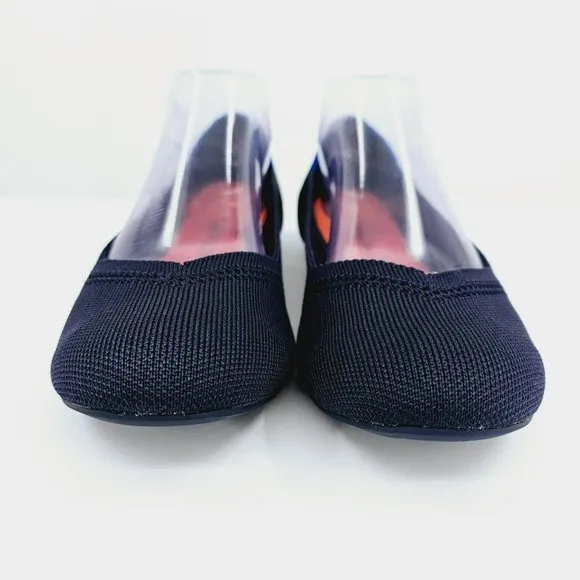 Rothys Maritime Lattice Stitch Flats 11 Navy Blue Round Toe Knit Retired Slip On