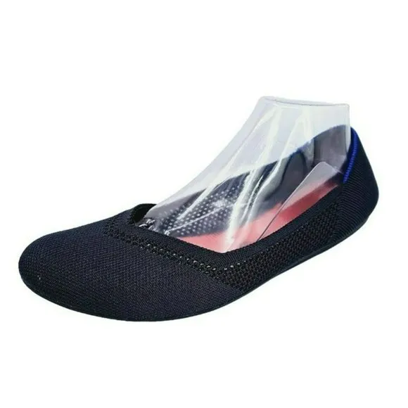 Rothys Maritime Lattice Stitch Flats 11 Navy Blue Round Toe Knit Retired Slip On