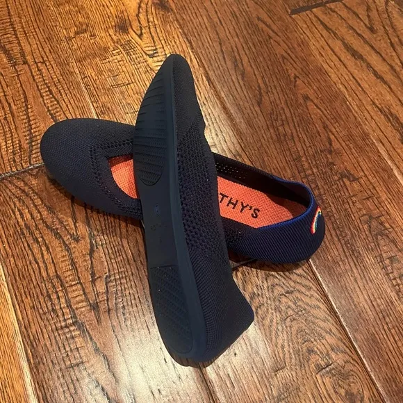 Rothy’s Maritime Lattice Stitch Mesh Flats, Rainbow Embroidery and original box