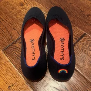 Rothy’s Maritime Lattice Stitch Mesh Flats, Rainbow Embroidery and original box