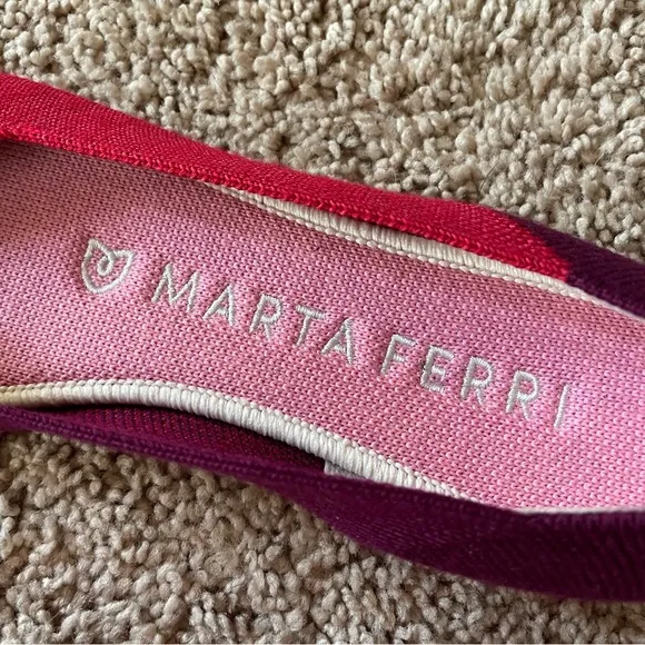 Rothy’s Marta Ferri Cherry Violet Square Toe Flats Pink Purple Size 9.5 NWOT
