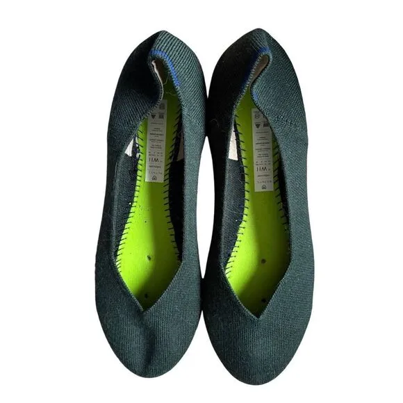 Rothy’s Merino Wool Emerald Ivy Green Flats size 11 Round Toe