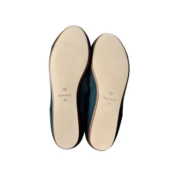 Rothy’s Merino Wool Emerald Ivy Green Flats size 11 Round Toe