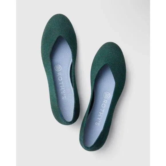 Rothy’s Merino Wool Emerald Ivy Green Flats size 11 Round Toe