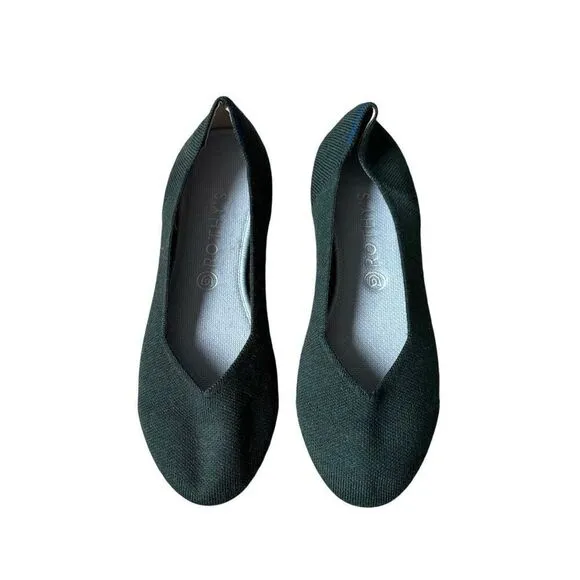 Rothy’s Merino Wool Emerald Ivy Green Flats size 11 Round Toe