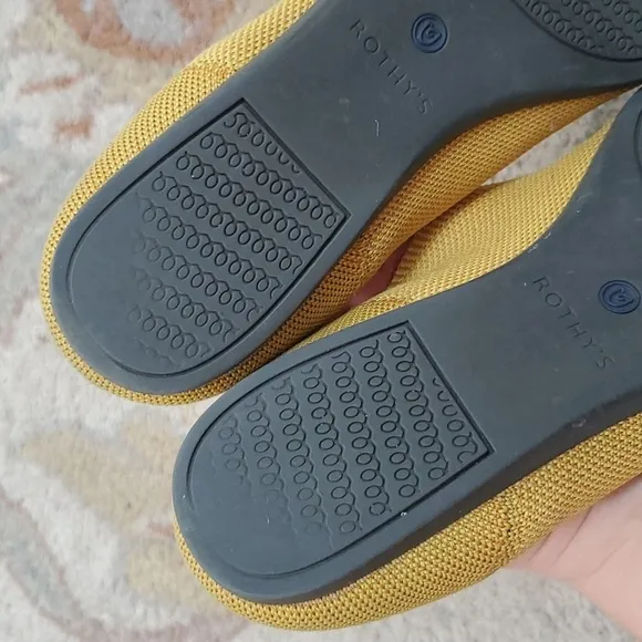 Rothys Mustard marigold pointed toe knit washable flats