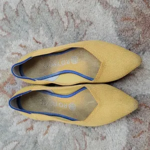 Rothys Mustard marigold pointed toe knit washable flats